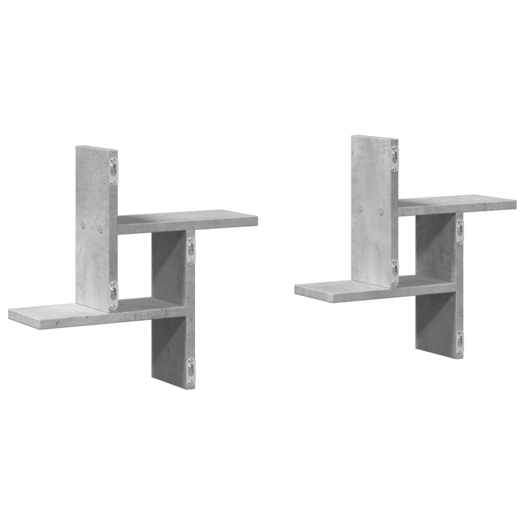 2 db betonszürke szerelt fa fali polc 38 x 12 x 38 cm 2 db betonszürke szerelt fa fali polc 38 x 12 x 38 cm