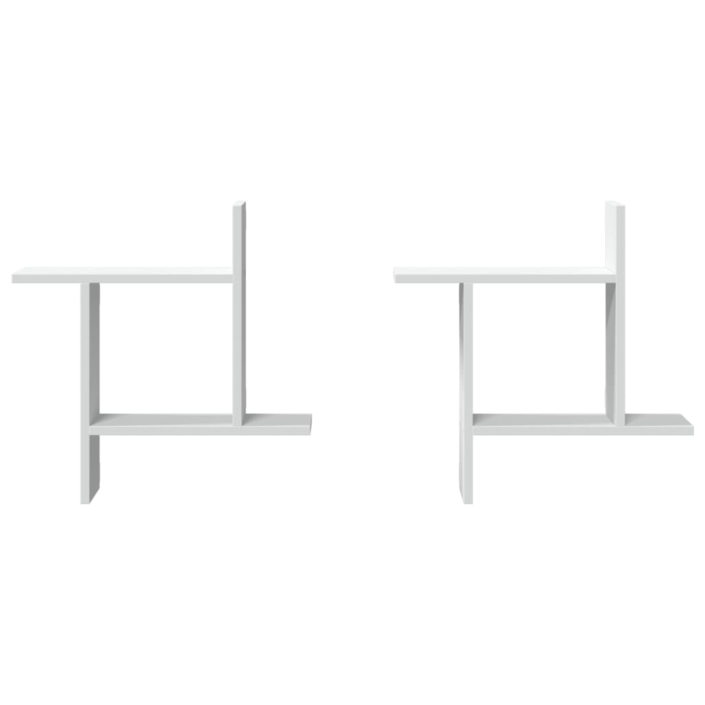 2 db fehér szerelt fa fali polc 50 x 12 x 50 cm