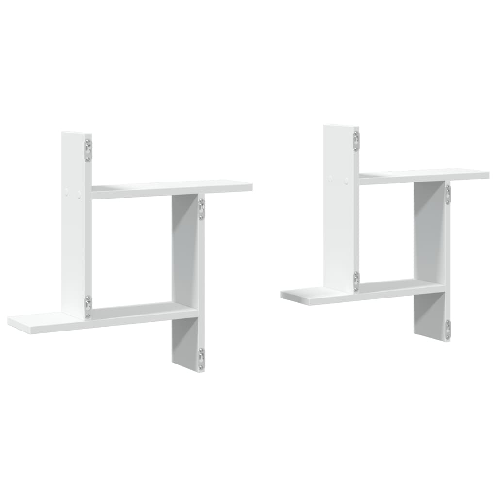 2 db fehér szerelt fa fali polc 50 x 12 x 50 cm