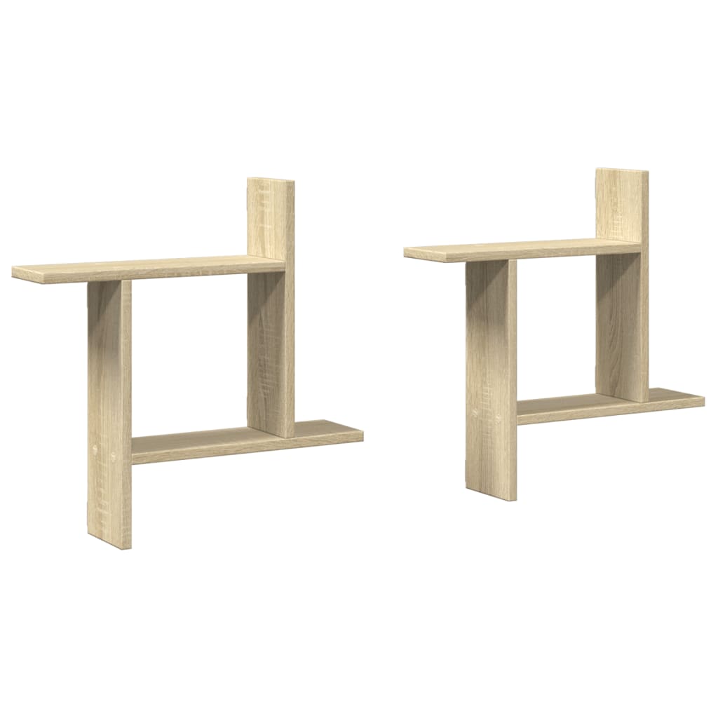 2 db sonoma tölgy színű szerelt fa fali polc 50 x 12 x 50 cm