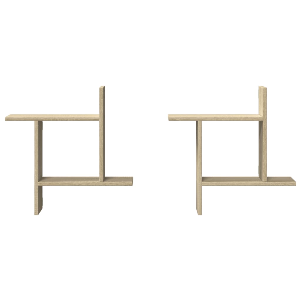 2 db sonoma tölgy színű szerelt fa fali polc 50 x 12 x 50 cm