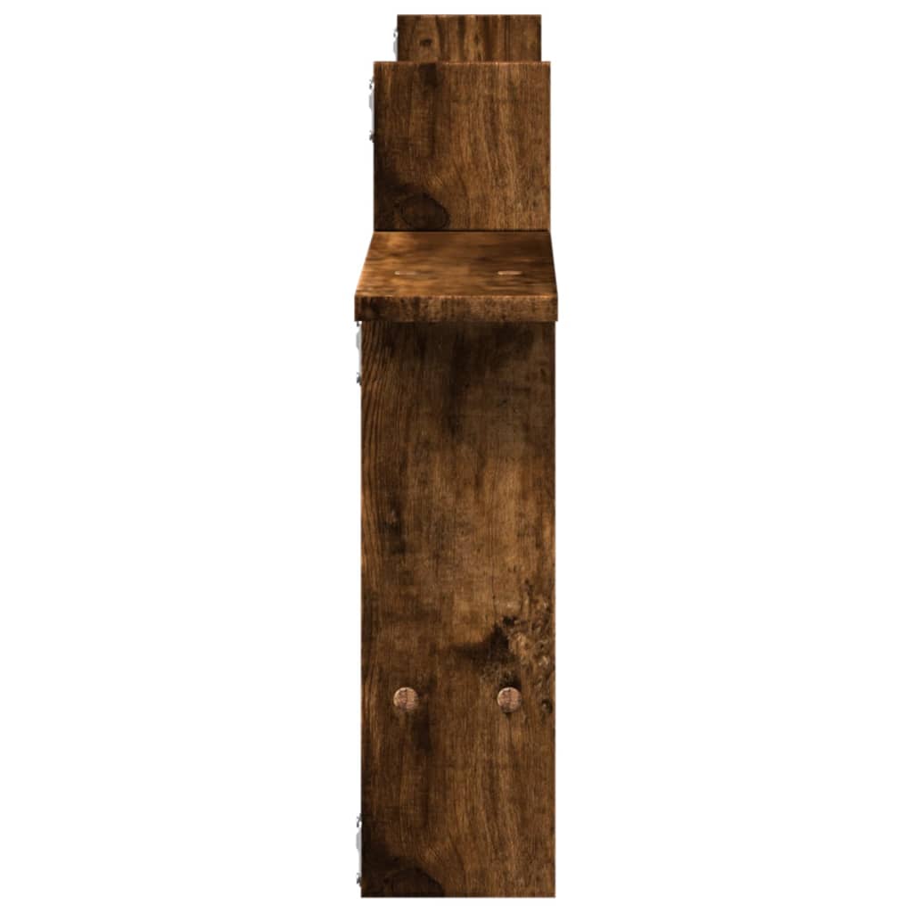 2 db füstös tölgyszínű szerelt fa fali polc 50 x 12 x 50 cm