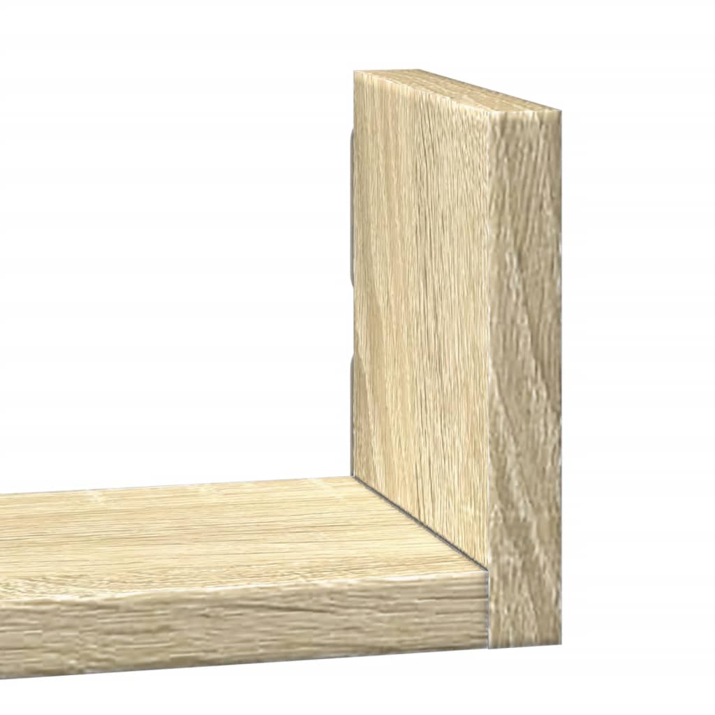 3 db sonoma tölgy színű szerelt fa fali polc