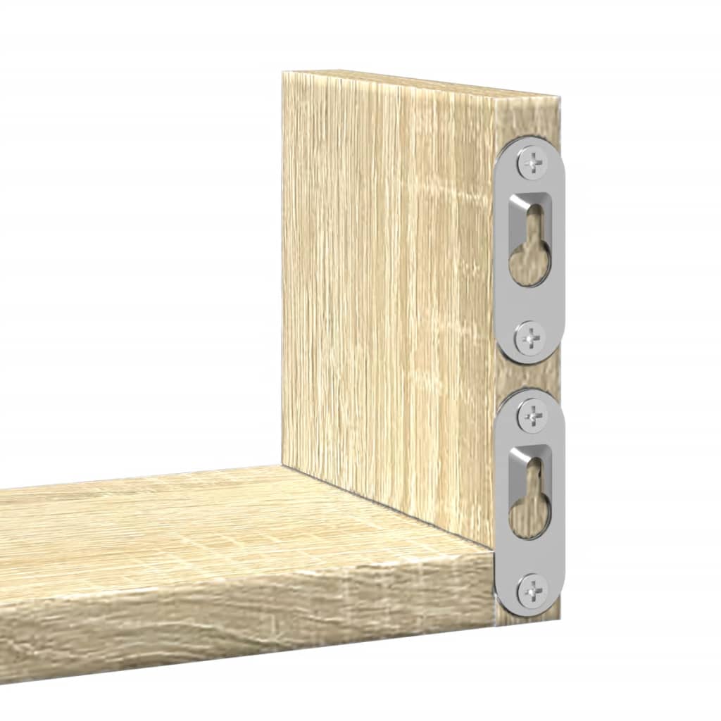 3 db sonoma tölgy színű szerelt fa fali polc