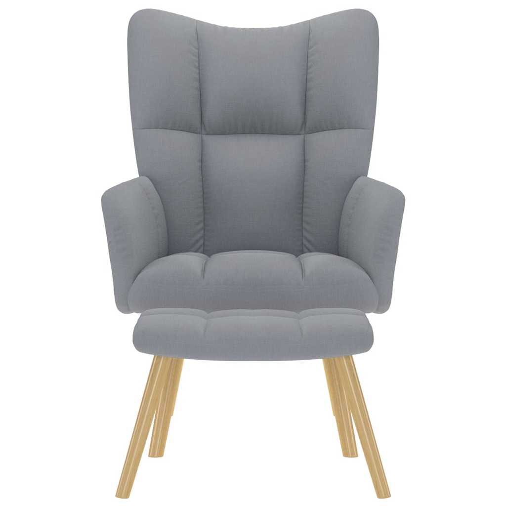 Világosszürke szövet pihenőfotel lábtartóval