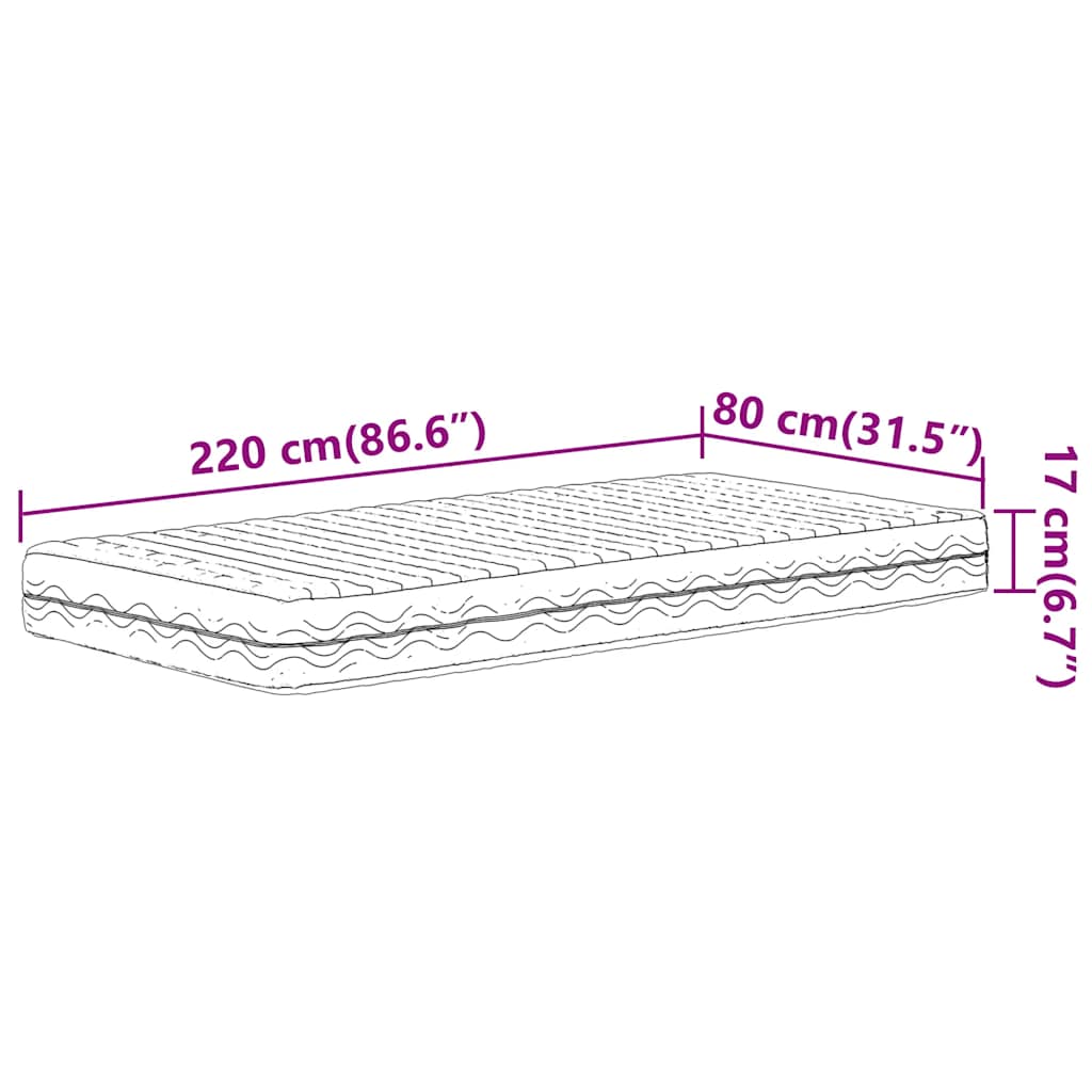 Fehér h2/h3 keménységű habmatrac 80 x 220 cm