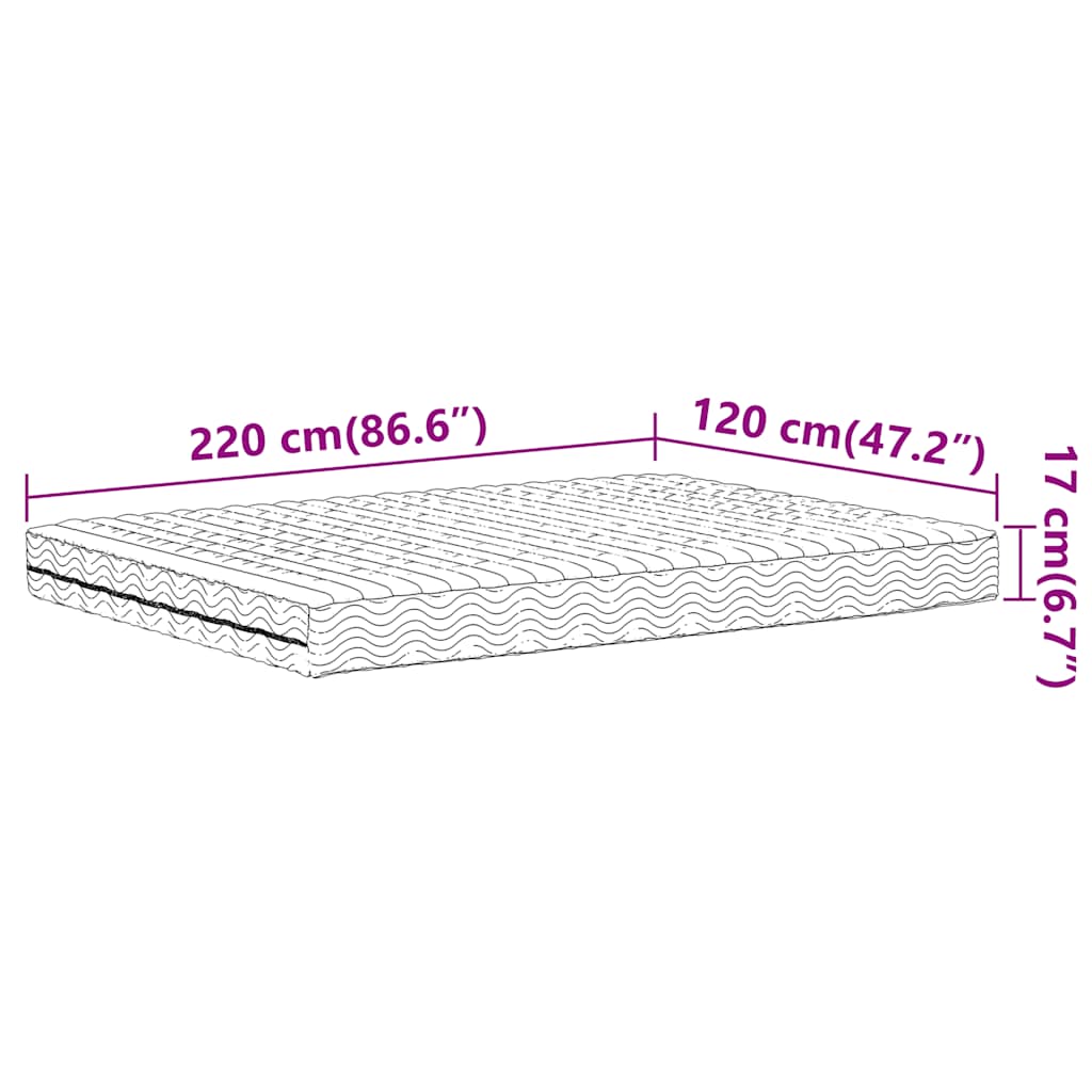 Fehér h2/h3 keménységű habmatrac 120 x 220 cm