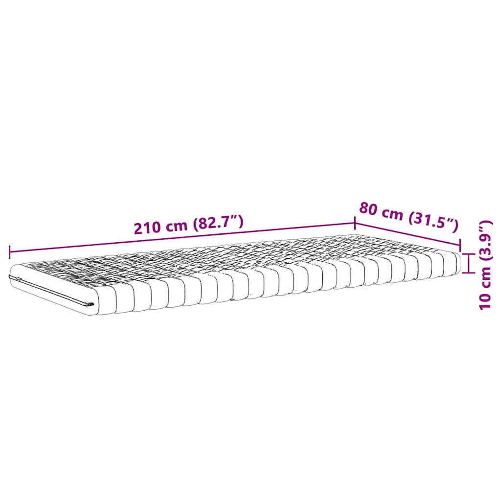 Fehér 7 zónás 20 ild keménységű habmatrac 80 x 210 cm