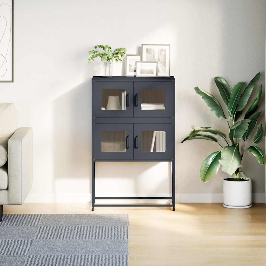 Highboard antracit 68x39x107 cm acél