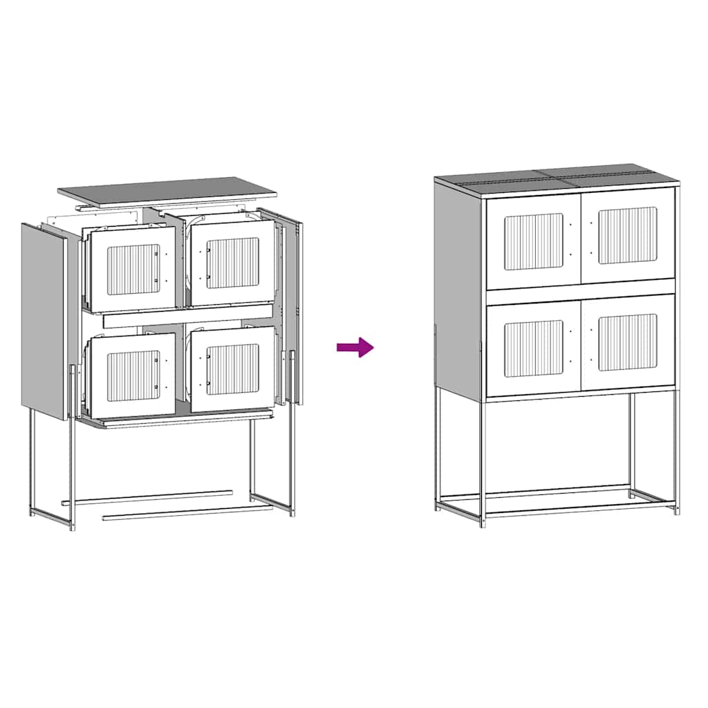 Highboard antracit 68x39x107 cm acél