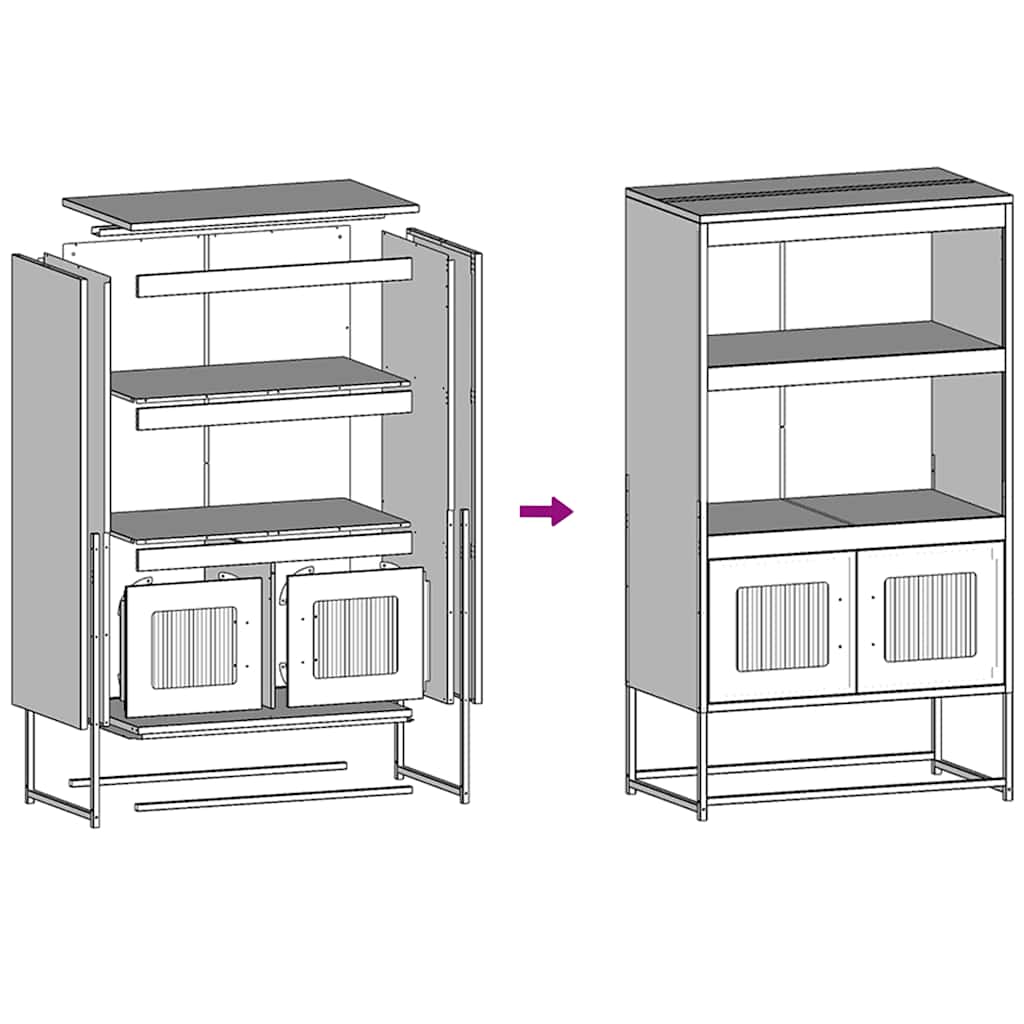 Highboard antracit 68x39x123 cm acél