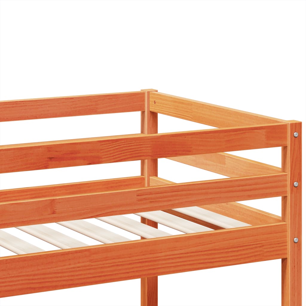 Viaszbarna tömör fenyőfa emeletes ágy 75 x 190 cm