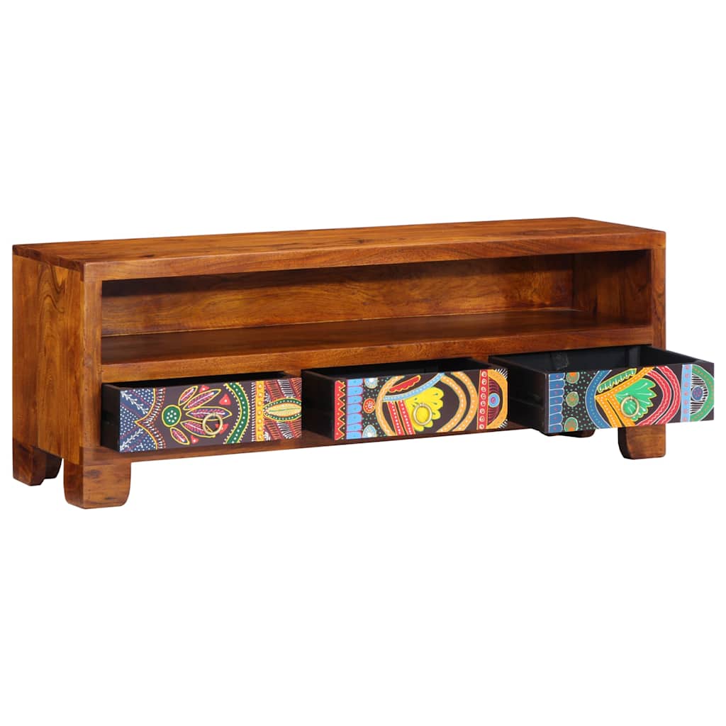 Tömör akácfa többszínű tv-szekrény 110x30x40