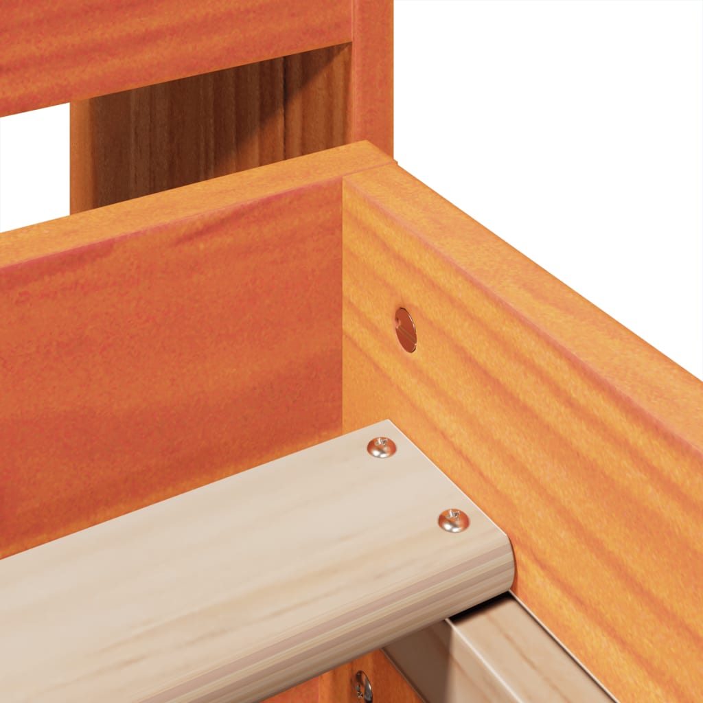 Viaszbarna tömör fenyőfa ágy matrac nélkül 135 x 190 cm