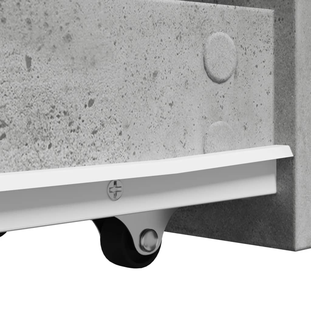 Betonszürke szerelt fa görgős keskeny fürdőszobaszekrény