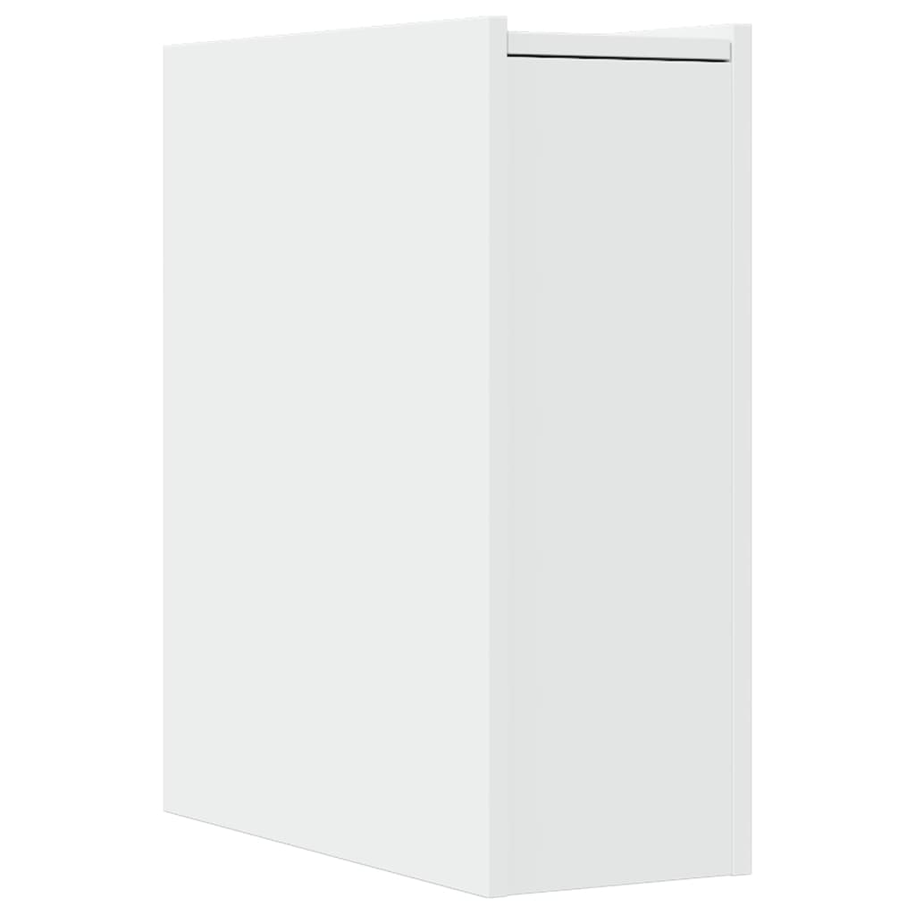 Fehér szerelt fa keskeny fürdőszobaszekrény kerekekkel