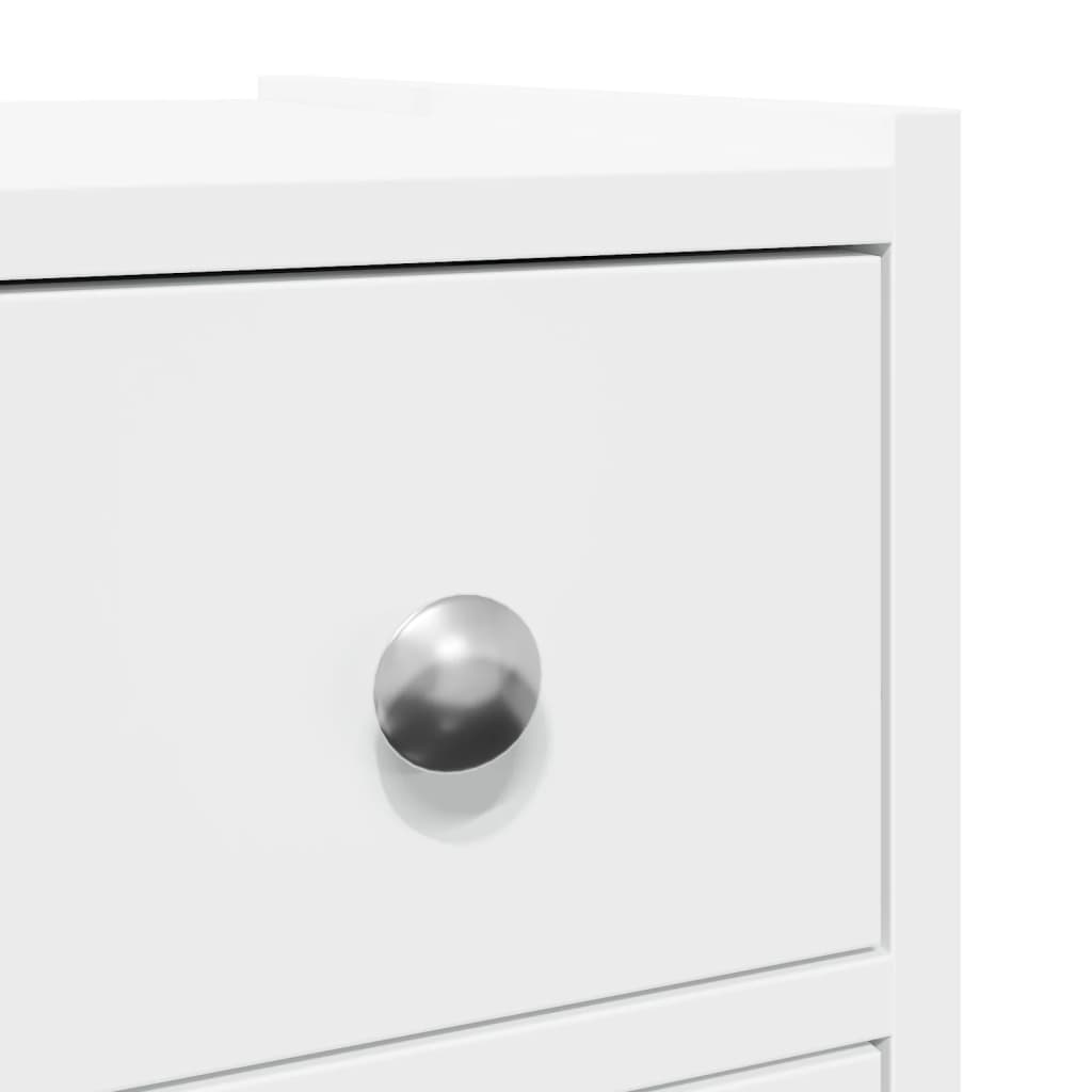 Fehér szerelt fa keskeny fürdőszobaszekrény kerekekkel