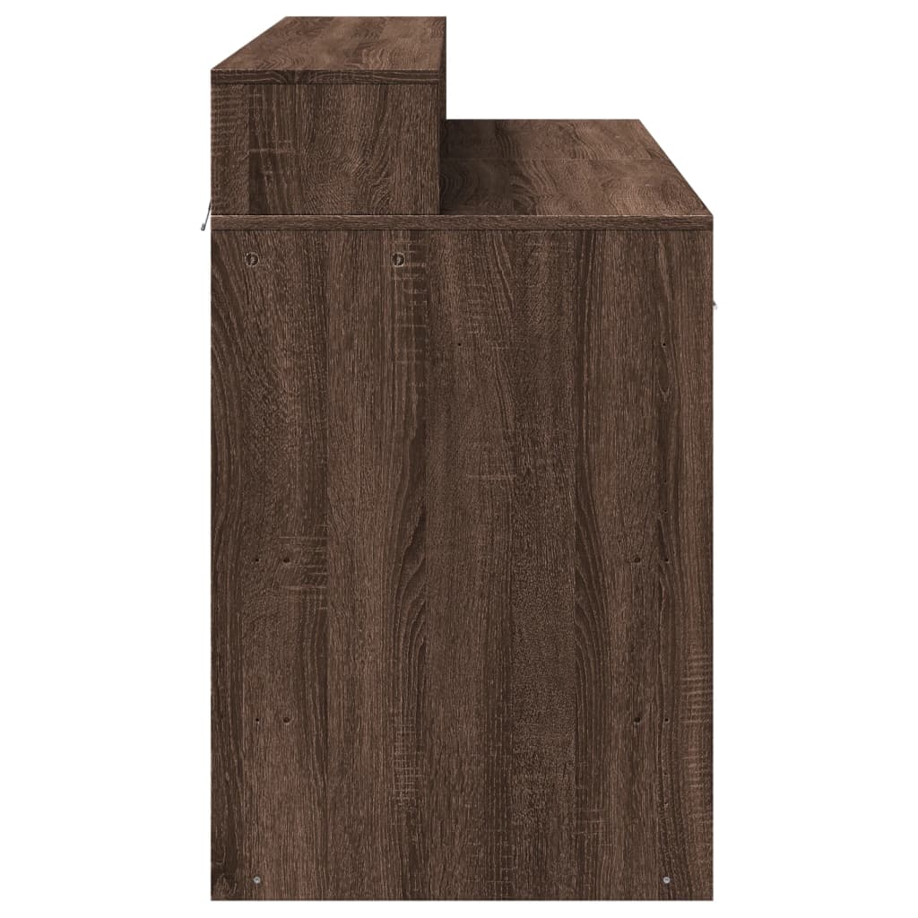 Barna tölgy színű szerelt fa íróasztal led-ekkel 120x55x91 cm