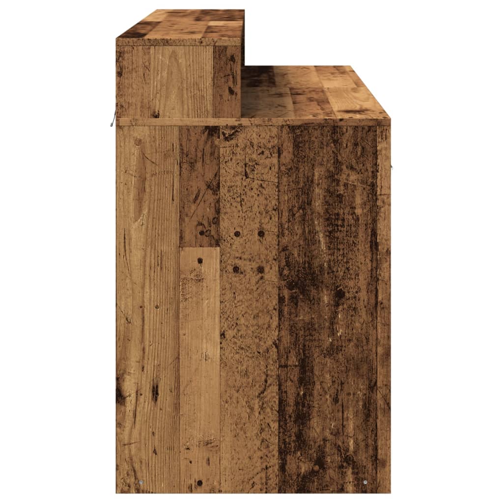 Antik fa színű szerelt fa íróasztal led-ekkel 120 x 55 x 91 cm