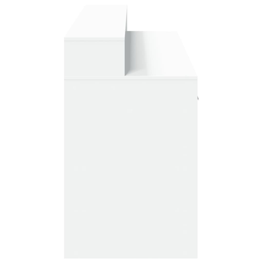 Fehér szerelt fa íróasztal led-világítással 160 x 55 x 91 cm