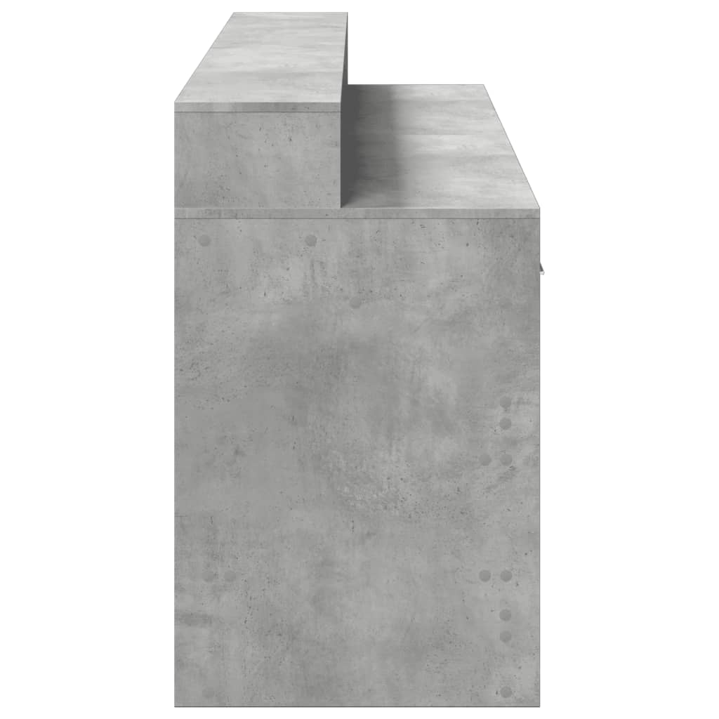 Betonszürke szerelt fa íróasztal led-világítással 160x55x91 cm