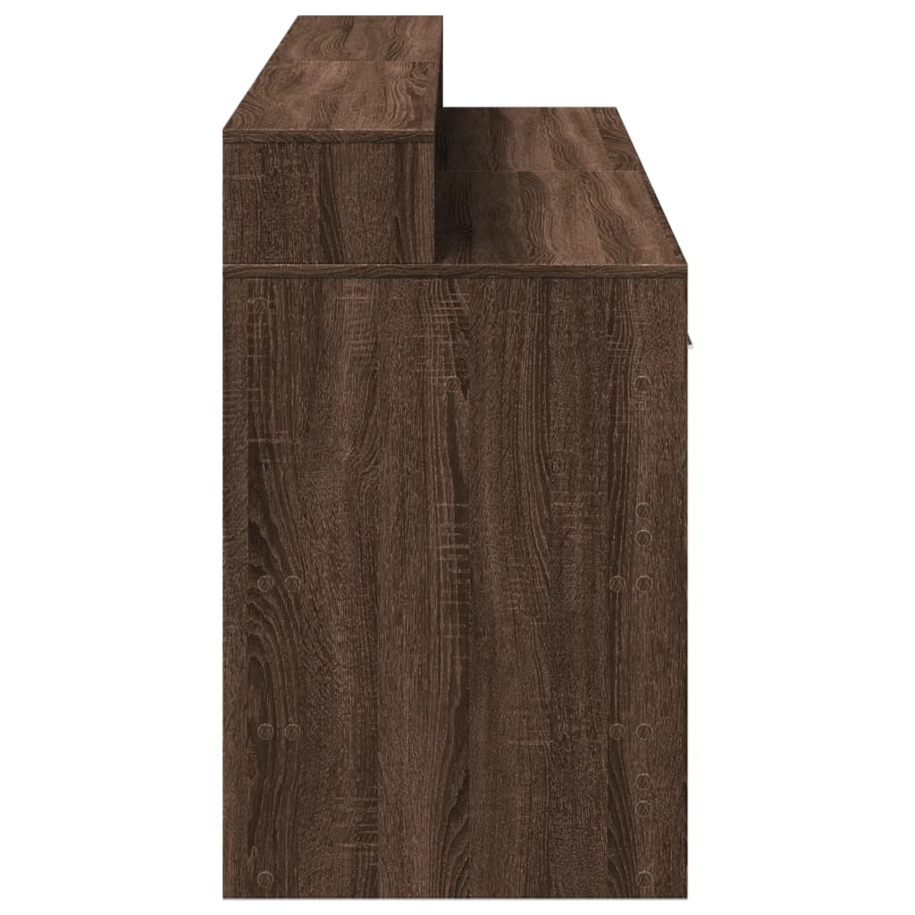 Barna tölgy színű szerelt fa íróasztal led-ekkel 160x55x91 cm
