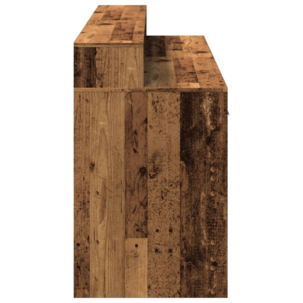 Antik fa színű szerelt fa íróasztal led-ekkel 160 x 55 x 91 cm