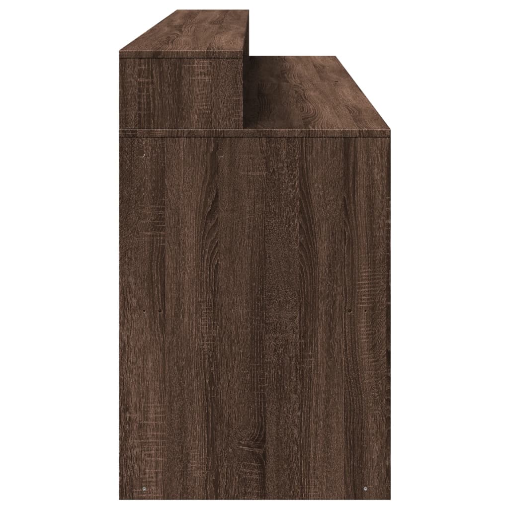 Barna tölgy színű szerelt fa íróasztal led-ekkel 200x55x91 cm