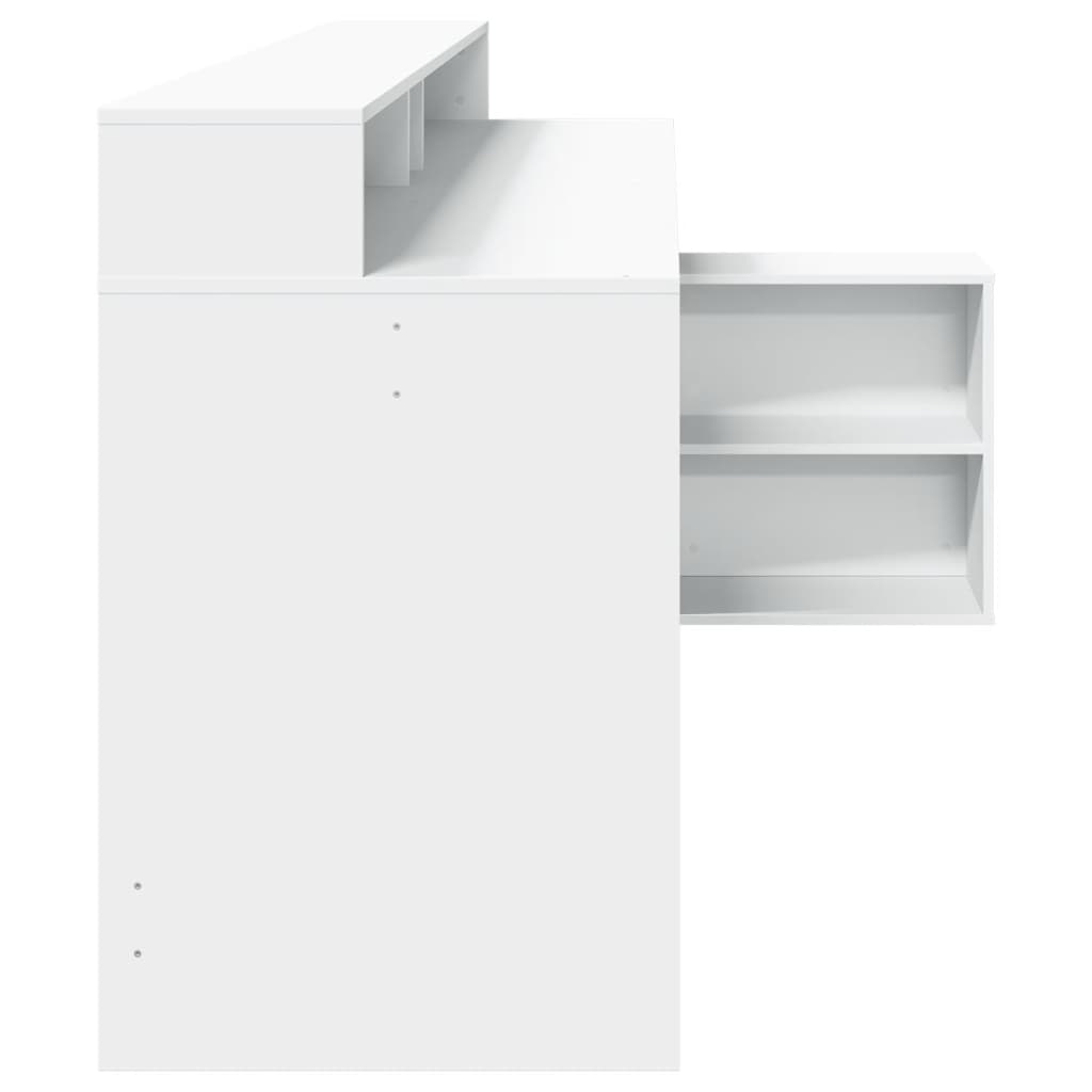 Fehér szerelt fa íróasztal led-világítással 200 x 104 x 91 cm