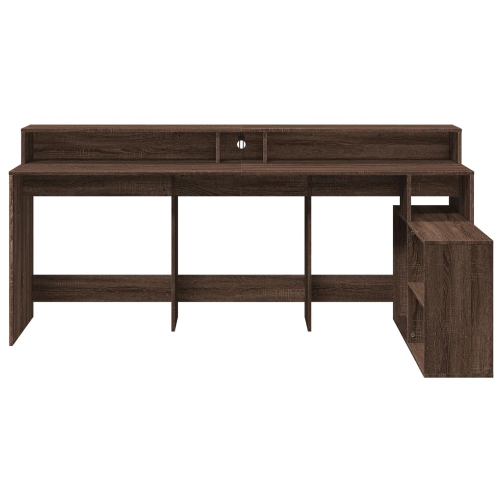 Barna tölgy színű szerelt fa íróasztal led-ekkel 200x104x91 cm Barna tölgy színű szerelt fa íróasztal led-ekkel 200x104x91 cm