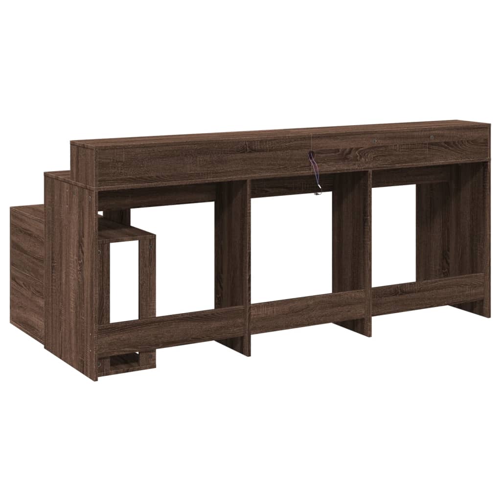 Barna tölgy színű szerelt fa íróasztal led-ekkel 200x104x91 cm Barna tölgy színű szerelt fa íróasztal led-ekkel 200x104x91 cm