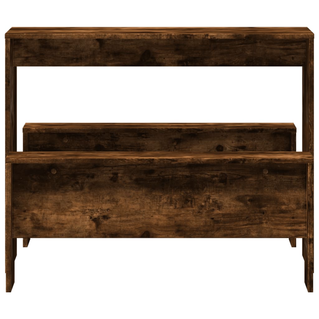 3 részes füstös tölgyszínű szerelt fa étkezőasztal és pad szett