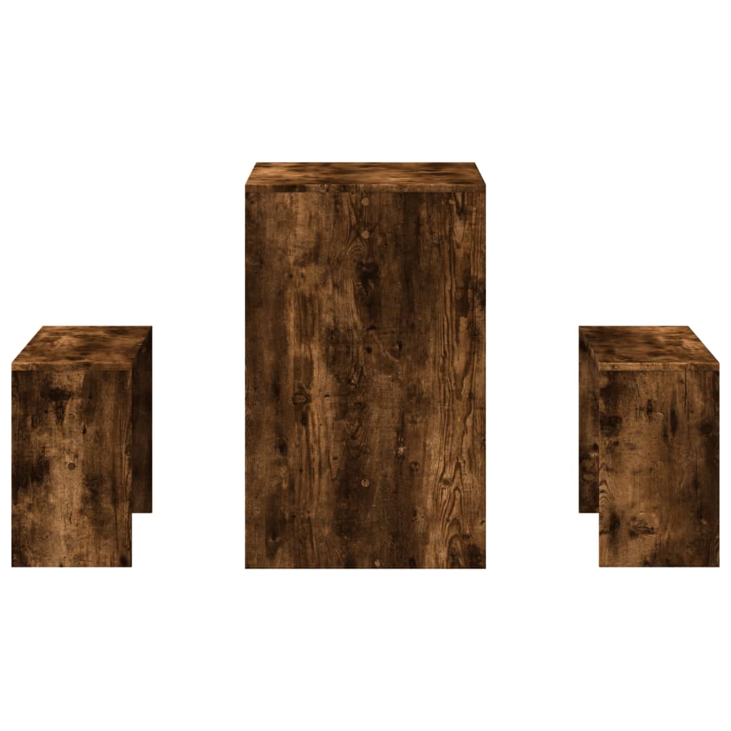 3 részes füstös tölgyszínű szerelt fa étkezőasztal és pad szett