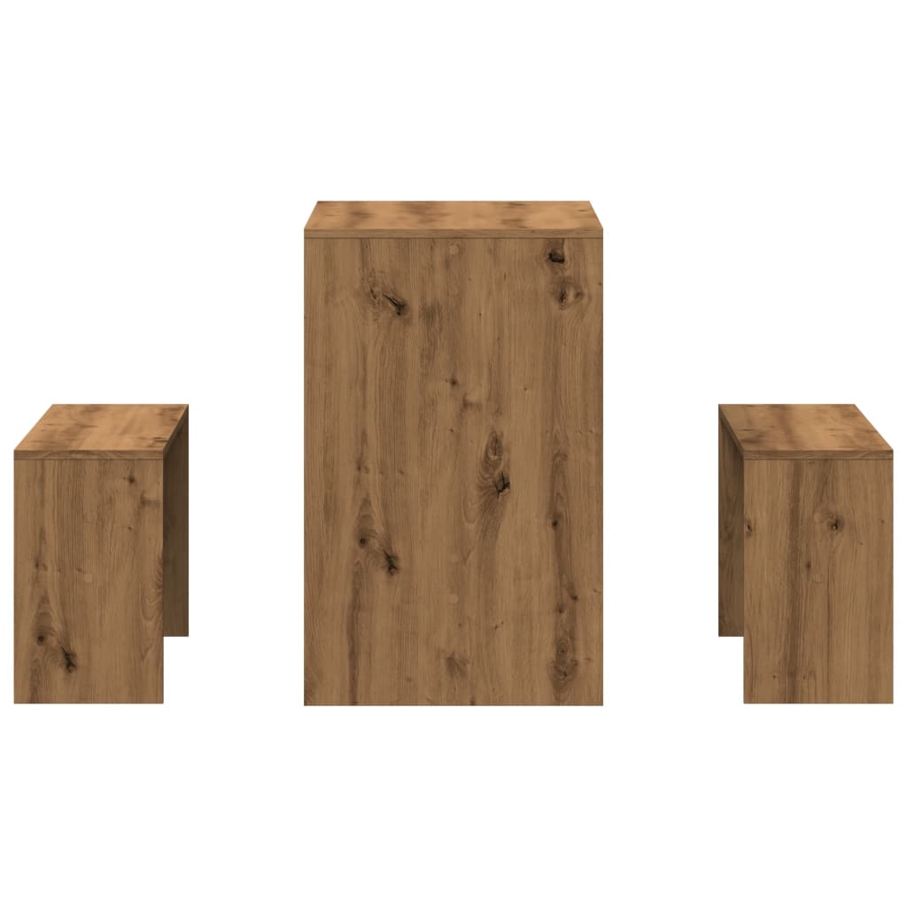 3 részes kézműves tölgy szerelt fa étkezőasztal és pad szett