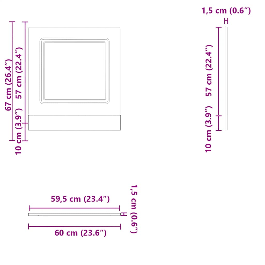 Mosogatógép panel kalmar füstölt tölgy 60x1,5x67 cm