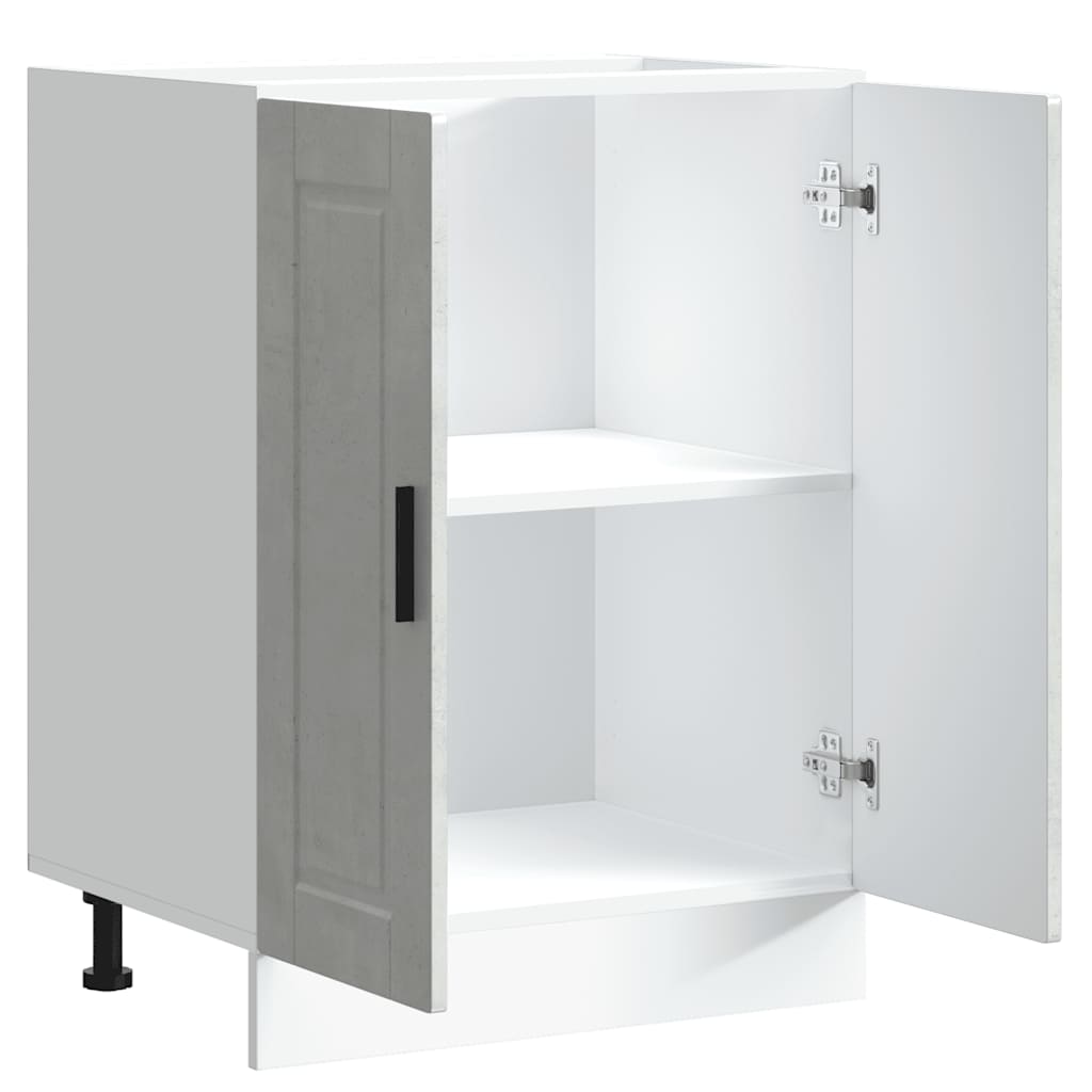 Porto betonszürke szerelt fa konyhai alapszekrény