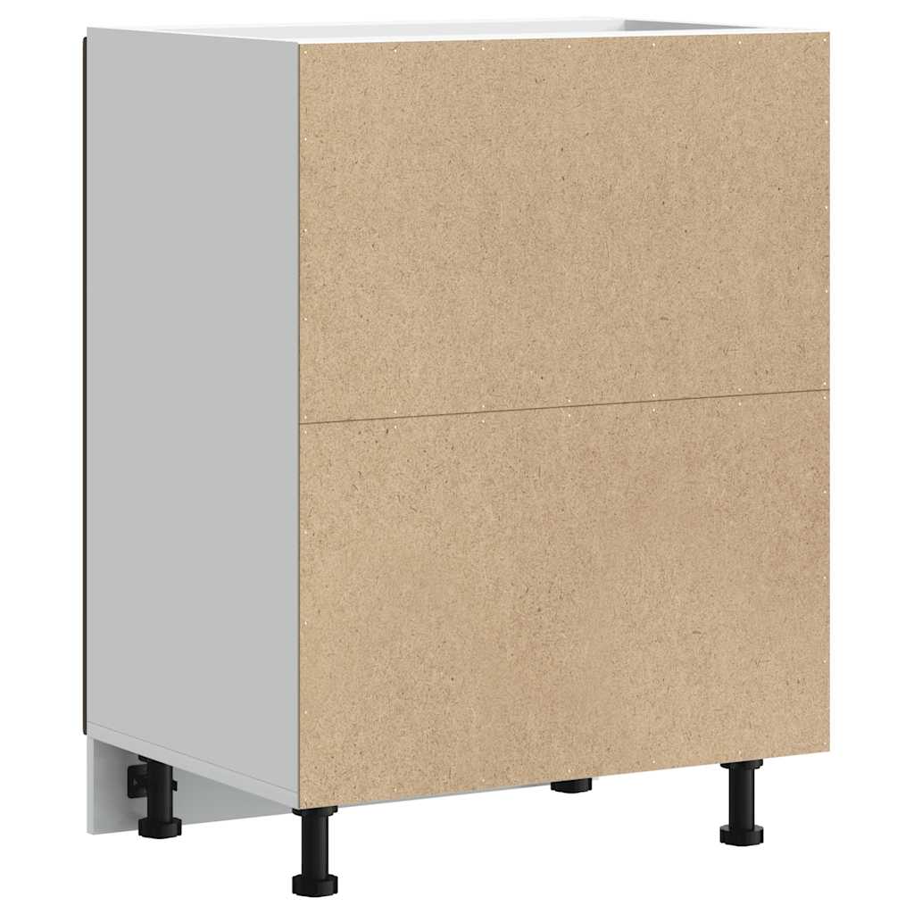 Porto barna tölgy színű szerelt fa konyhai alapszekrény