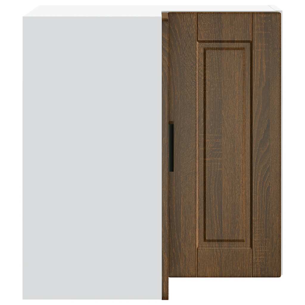 Porto barna tölgy színű szerelt fa konyhai fali sarokszekrény