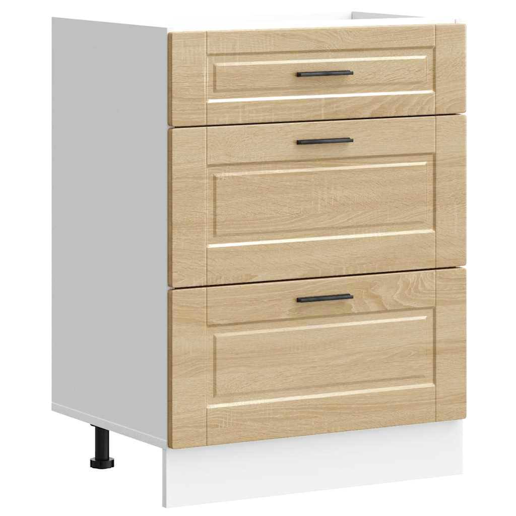 Porto sonoma tölgy színű szerelt fa konyhai alapszekrény