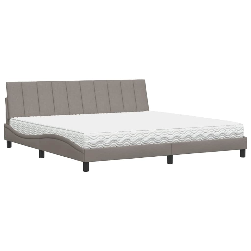 Ágy matraccal taupe 200x200 cm szövet