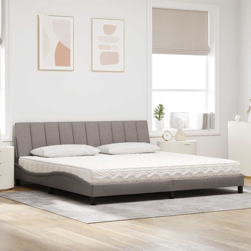 Ágy matraccal taupe 200x200 cm szövet