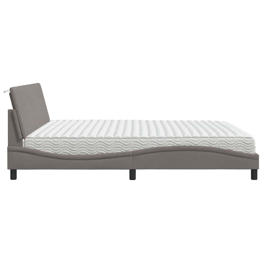 Ágy matraccal taupe 200x200 cm szövet