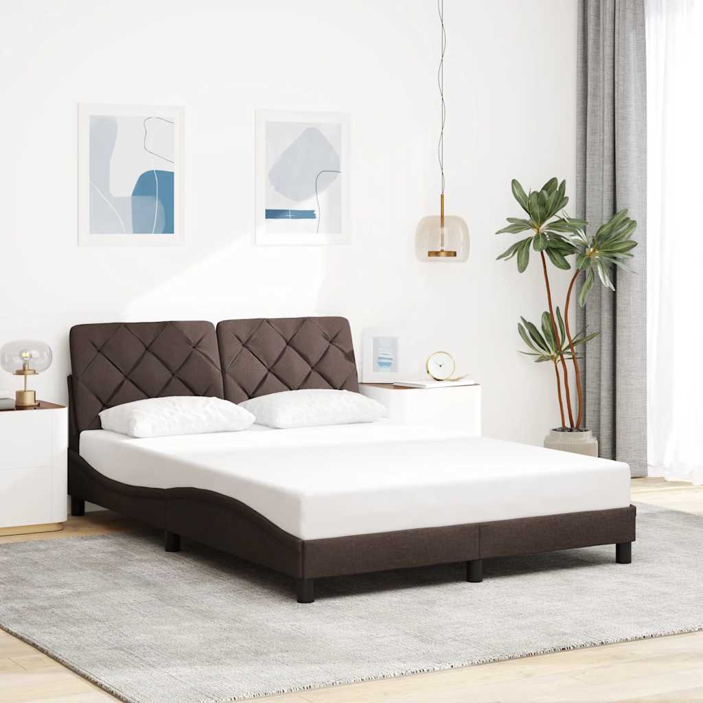 Sötétbarna szövet ágykeret led-es matrac nélkül 140 x 200 cm