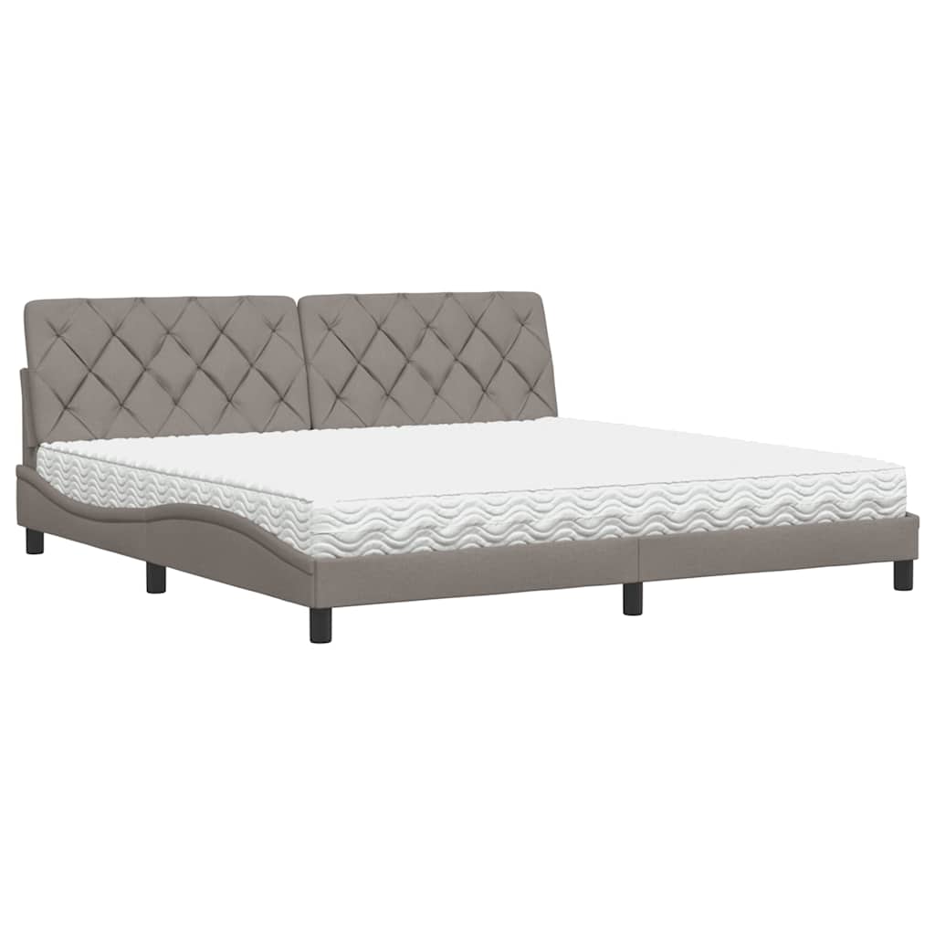 Ágy matraccal taupe 200x200 cm szövet