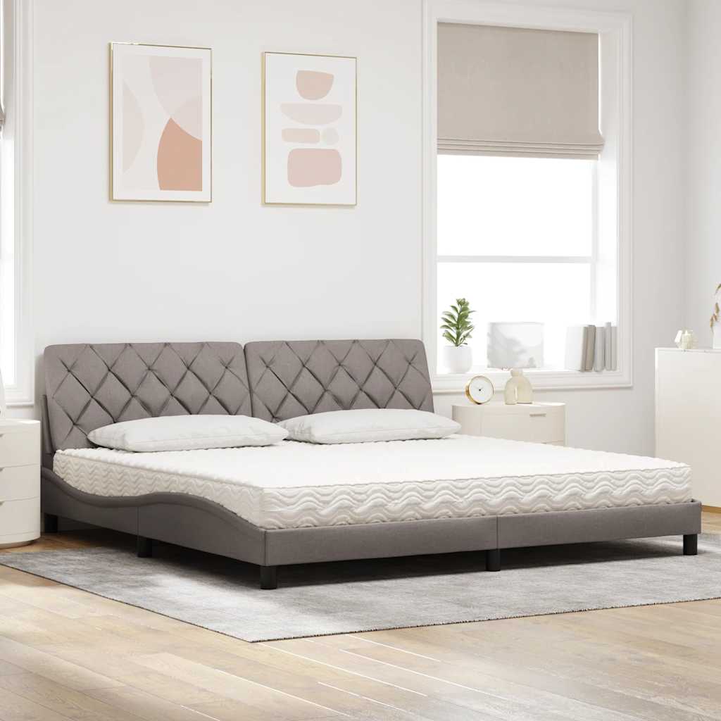 Ágy matraccal taupe 200x200 cm szövet