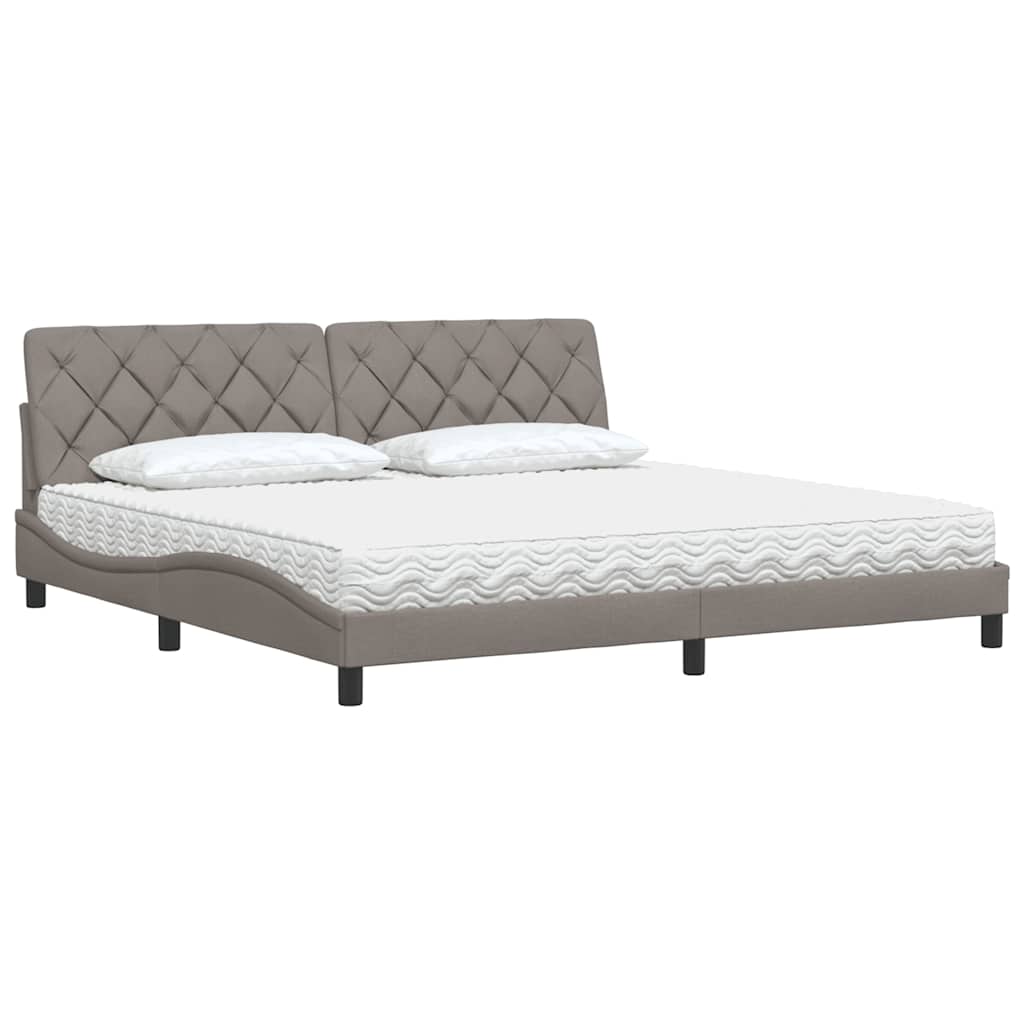 Ágy matraccal taupe 200x200 cm szövet