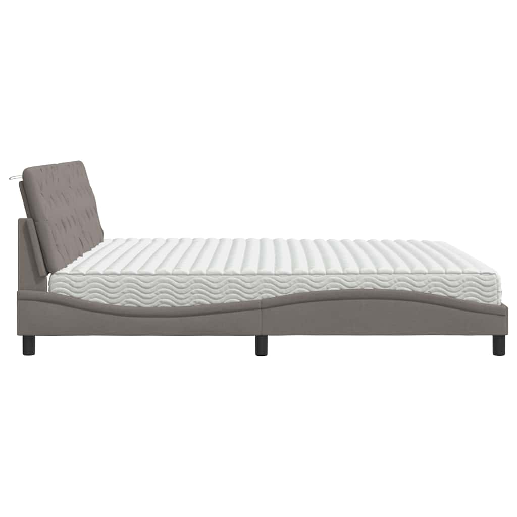 Ágy matraccal taupe 200x200 cm szövet