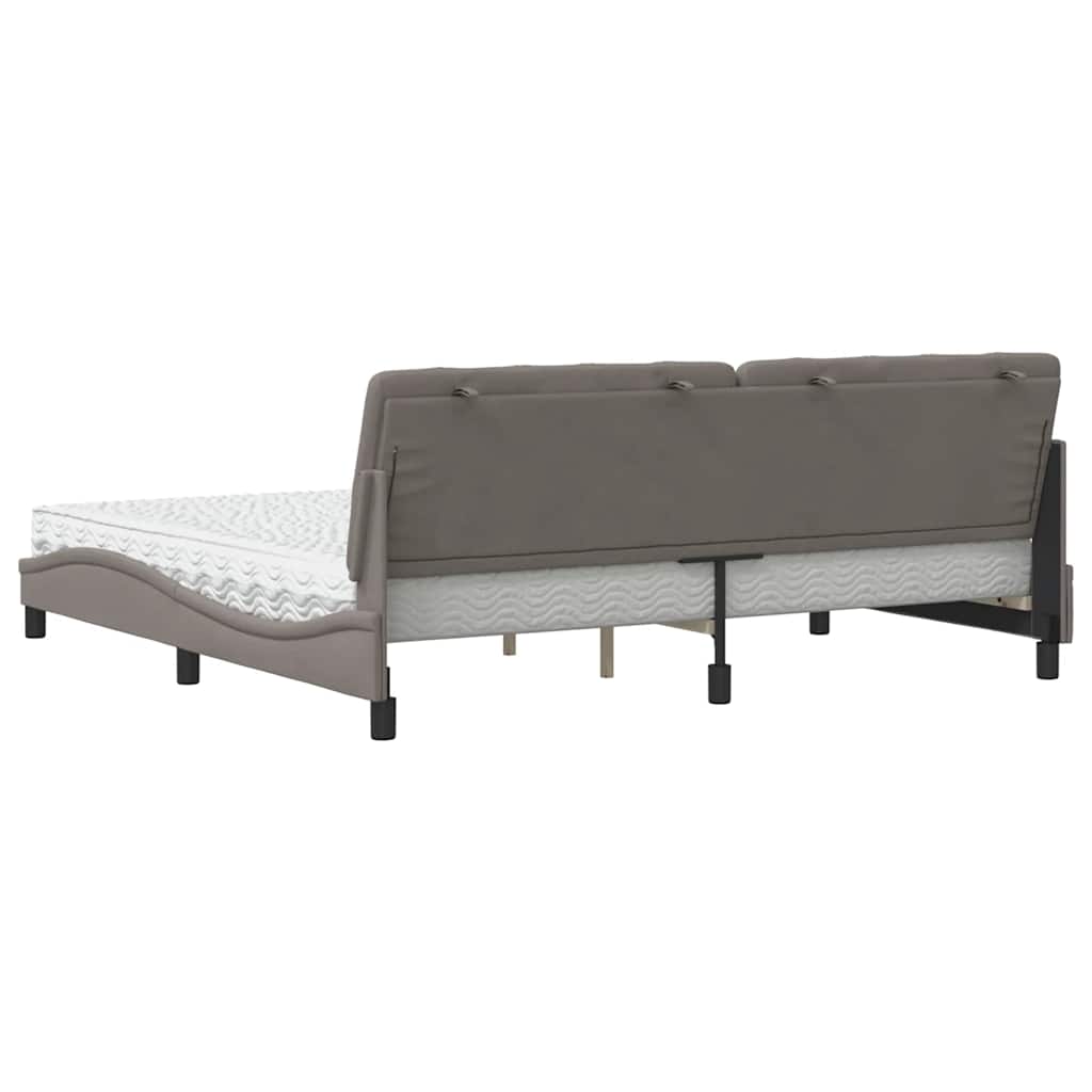 Ágy matraccal taupe 200x200 cm szövet