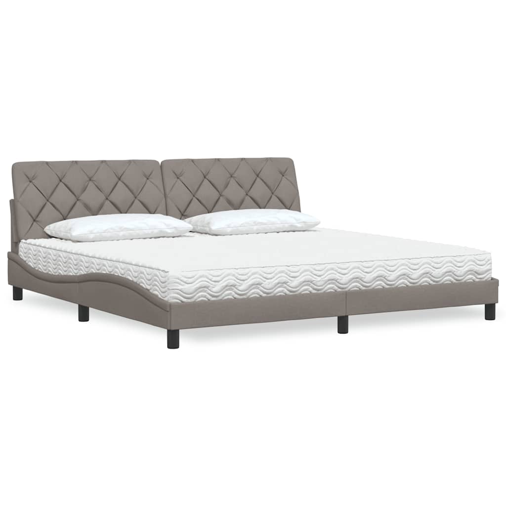 Ágy matraccal taupe 200x200 cm szövet