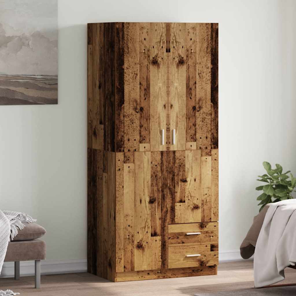 Antik fa színű szerelt fa ruhásszekrény 80x52x180 cm Antik fa színű szerelt fa ruhásszekrény 80x52x180 cm